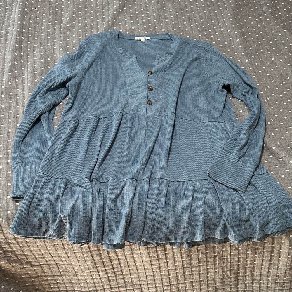 Maurices Teal Button-Front Blouse